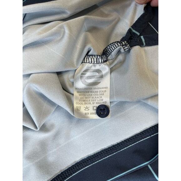 Etonic Polo Shirt Mens 2XL Performance Golf Tennis Short Sleeve Blue Striped EUC - Picture 7 of 8